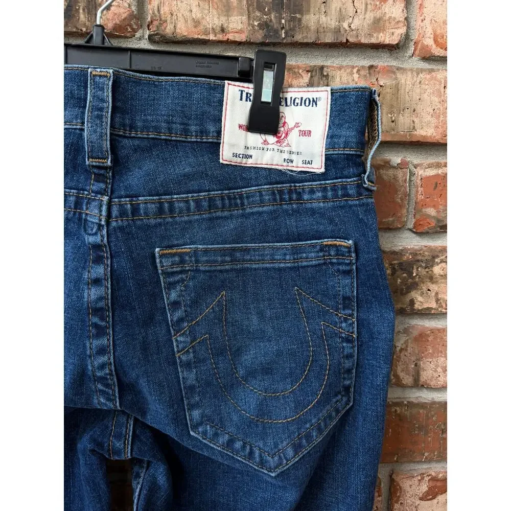 True Religion Rocco Mens Jeans Size 33 Relaxed Skinny Dark Wash Casual